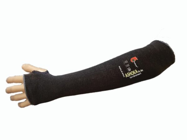 Ashoka Black CR-3 Rib Arm Cover - EN388 Certified Cut-Resistant Protection for Metal/Glass Industries with Para-Aramid Lining