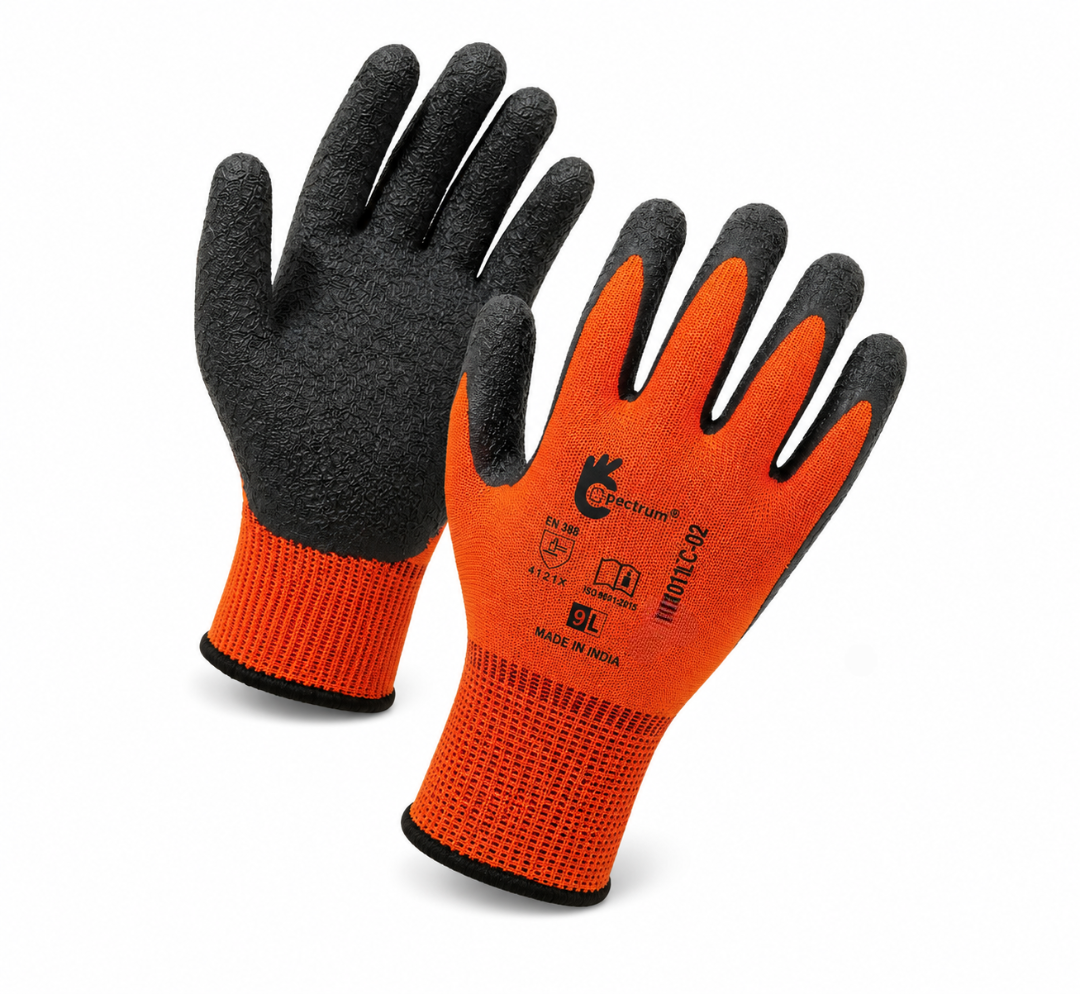 SHIVA Crinkle Latex Coated Industrial Safety Gloves 1 SHIVA L-011/C-02 Crinkle Latex Coated Safety Gloves for Industrial Hand Protection