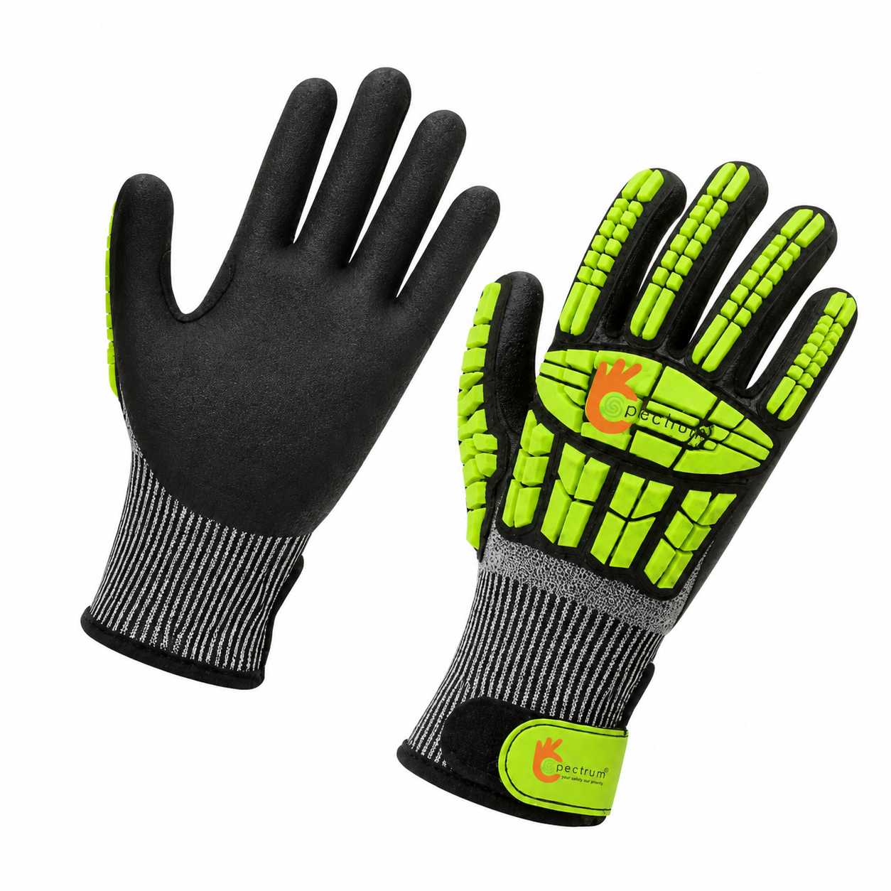 CHOLA CR-5 – Impact Resistant Gloves Sandy Nitrile Coated 1 CHOLA 13SN-020 I002C CR-5 impact-resistant sandy nitrile coated gloves for industrial safety