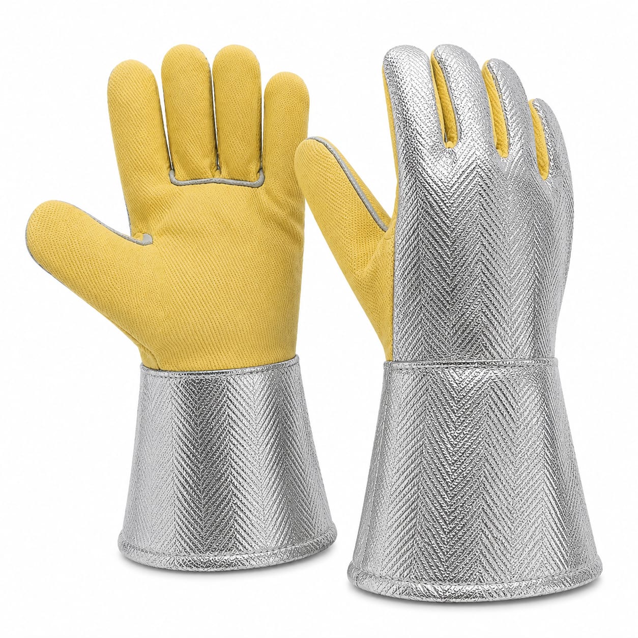BHASKAR PALM ARAMID-M Heat & Flame Resistant Gloves | Up to 350°C Protection 1 Para-Aramid Heat Resistant Gloves with Aluminized Cuffs for Radiant Heat Protection up to 1000°C