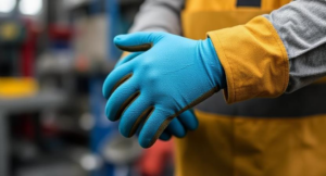 Workers wearing protective suits in chemical and pharmaceutical industries