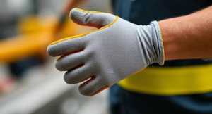 Nitrile-coated gloves used in modern manufacturing environments
