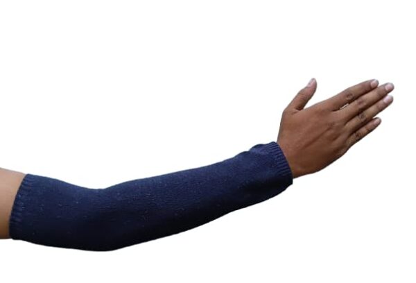 Navy Blue Double Layer Poly-Cotton Arm Cover with Thumb Hole – Industrial Protective Sleeve - Image 2