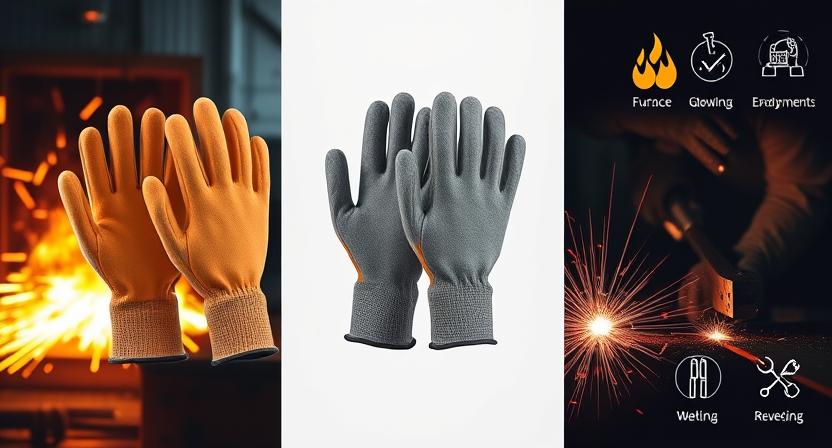 Comparison of Aditya, Bhaskar, and Surya Series heat-resistant gloves for industrial safety