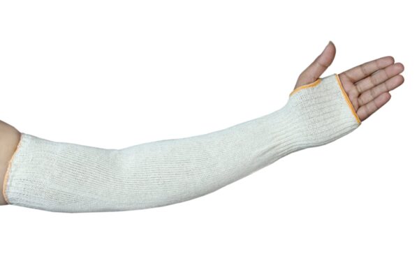Poly-cotton knitted arm cover with thumb hole for industrial safety