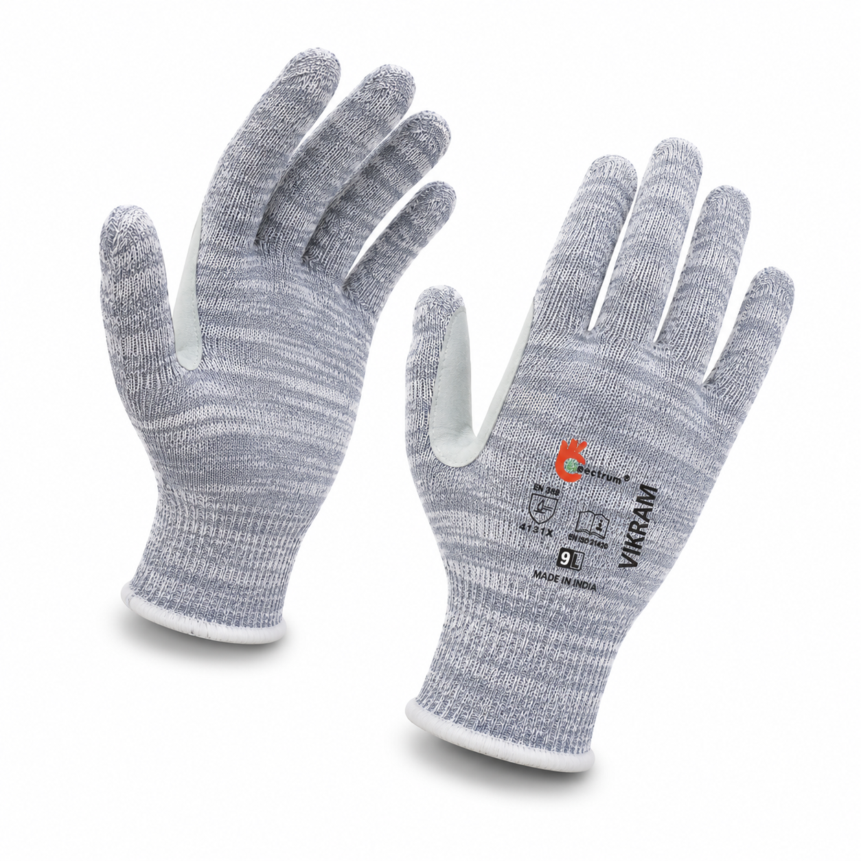 VIKRAM CUT RESISTANT 5 GLOVES | High Abrasion & Cut Protection Safety Gloves 2 VIKRAM Cut Resistant Gloves with Web Leather Reinforcement between thumb and index – Spectrum Technicals